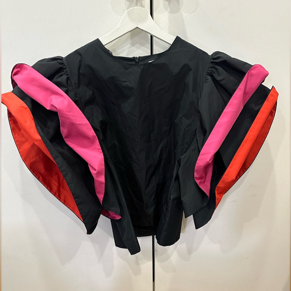 ZARA NEW WITH TAGS Black Ruffle Women’s Top Size L.